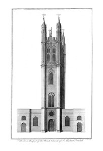 The West Prospect of the Parish Church of St. Michael Cornhill, c1756