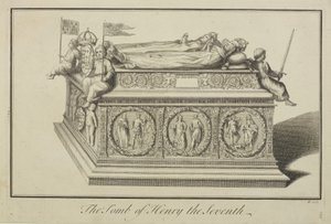 Utsikt over graven til Henry VII og dronning Elizabeth i kongens kapell i Westminster Abbey