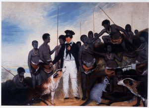 Forsoningen: møte med en nybygger med en gruppe aboriginer i Australia - olje på lerret, av Benjamin Duterrau