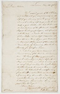 Autografbrev til Mrs. Ann Penn, London, 20. november 1766 (penn og blekk på papir)