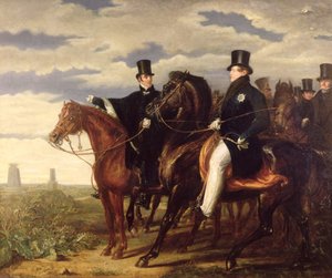 Hertugen av Wellington som beskriver Field of Waterloo til kong George IV (1762-1830) 1844