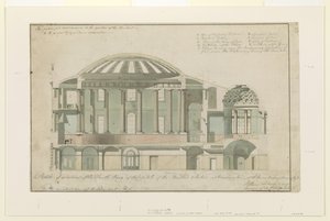 Seksjon av US Capitol South Wing, 1803 (penn og blekk med vask på papir)