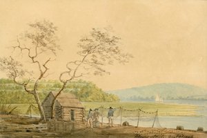 Utsikt fra Packet Wharf ved Frenchtown ser nedover Elk Creek, 1806.