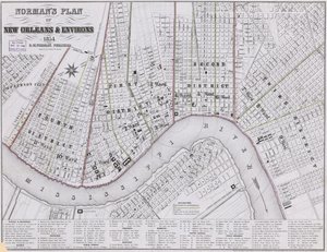 Normans plan for New Orleans og omegn av Benjamin Moore Norman