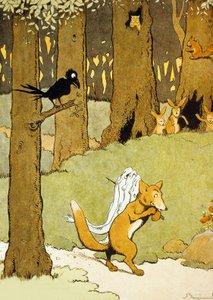 Renard and the Eels, illustrasjon fra 'Le Roman de Renard'