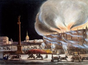 Brann i vinterpalasset i desember 1837, 1838. av Benjamin Richard Green