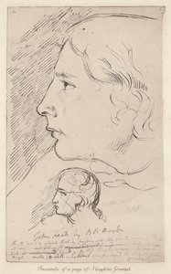 Skisse av den engelske poeten John Keats fra tidsskriftet til den engelske kunstneren Benjamin Haydon (litho) av Benjamin Robert (after) Haydon