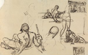 Figurstudier av en mann som reiser seg fra bakken