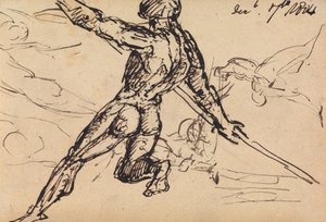 Figurstudier av en naken hann med spyd av Benjamin Robert Haydon