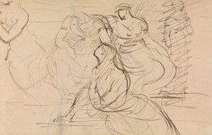 Figurstudie av kvinner i ulike sittende og stående stillinger av Benjamin Robert Haydon