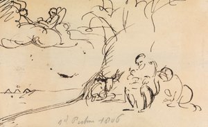 Studie av figurer som sitter under et tre av Benjamin Robert Haydon