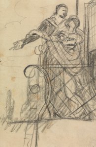 Studie av to figurer på en balkong av Benjamin Robert Haydon