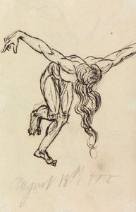 Studie av en naken, fremoverlent, med armene utstrakt av Benjamin Robert Haydon