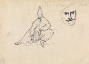 Studie av en sittende mann, iført en spiss hatt av Benjamin Robert Haydon