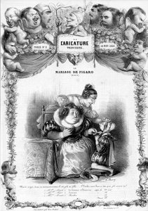 Figaros ekteskap, 11. akt, med karakterene til Suzanne og grevinnen Almaviva: "" _ men se denne snørten hvor pen som en jente... vil du ikke være pen sånn? "" illustrasjon, 1838.