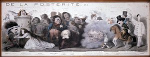 Le grand chemin de la postity: representasjon av tragedie og komedie (Dorval, etc...) - Litografi av Benjamin Roubaud, Maison de Balzac, Paris