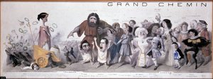 Le grand chemin de la postity: representasjon av tragedie og komedie - Litografi av Benjamin Roubaud, Maison de Balzac, Paris