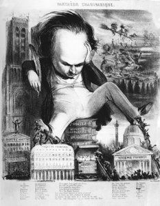 Victor Hugo (1802 - 1885), fransk forfatter, karikatur av Benjamin.