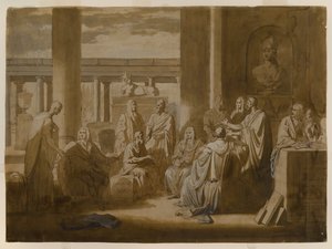 Know Thy Self, 1768 (jern gallevask blekk, oljeimpasto og vask på elfenbensfarget papir) av Benjamin West