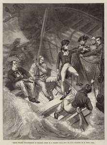 Løytnant Nelson meldte seg frivillig til å gå ombord på en pris i en voldsom kuling, 20. november 1777 av Benjamin West