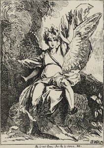 The Angel of the Resurrection, 1801 (pennlitografi på vevd papir montert på det originale vevde støttearket med gråbrun akvatint) av Benjamin West