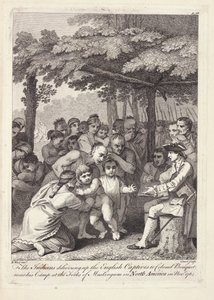 Indianerne leverte de engelske fangene til oberst Bouquet nær leiren hans ved Forks of Muskingham i Nord-Amerika i november 1764 av Benjamin West