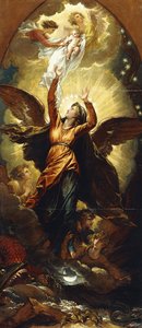 "Kvinnen kledd med solen flykter fra forfølgelsen av dragen", av Benjamin West