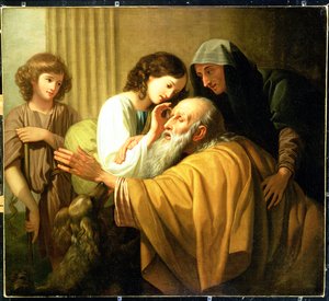 Tobias helbreder sin fars blindhet, 1772 av Benjamin West