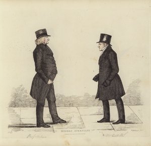 Eminente Edinburghians, aka Modern Athenians, John Wilson, Esq, professor i moralfilosofi, George Joseph Bell, Esq, professor i skotsk lov (farget gravering) av Benjamin William Crombie