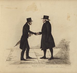 Eminente Edinburghianere, også kjent som moderne athenere, pastor John Hunter, MA, fra Tron Church, pastor dr. Brunton, hans kollega, professor i hebraisk, etc (farget gravering) av Benjamin William Crombie