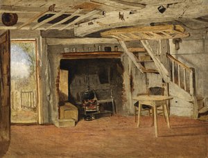 Studie av et hytteinteriør, ca. 1869 av Benjamin Williams Leader