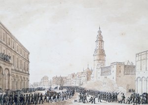 Begravelse av fransk offiser i Weimar, oktober 1806 (tegning) av Benjamin Zix