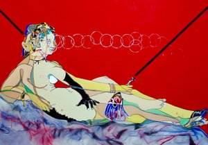 Overraskelse: Ingres amp; Manet, 2022 (olje og akryl på lerret) av Benoit Erwann Boucherot
