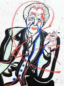 Overportrett: Frank Lloyd Wright, 2022 (akryl på papir)