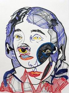Surportrett: Marguerite Duras 2, 2021 (akryl på papir)