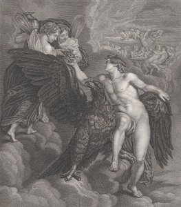 Ganymedes lener seg på en ørn og mottar koppen fra Hebe, 1786 av Benoit Louis Henriquez