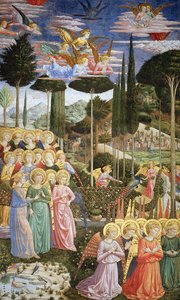 Engler i et himmelsk landskap, den venstre veggen til apsis, fra Journey of the Magi-syklus i kapellet ca. 1460 (for detaljer se 83051)