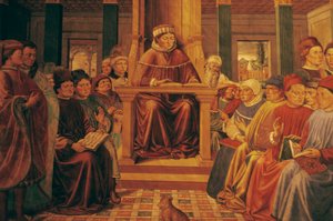 Augustin underviste i retorikk i Roma av Benozzo di Lese di Sandro Gozzoli
