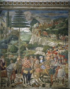 Prosesjon av magi med Julien de Medicis og Joseph II, patriark av Konstantinopel (fresco av Benozzo di Lese di Sandro Gozzoli