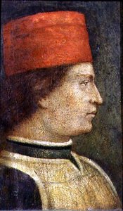 Hodet til en mann i rød lue (tempera på panelet) av Benozzo di Lese di Sandro Gozzoli