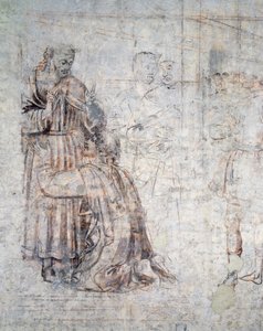 Ekteskap med Isaac og Rebecca, detalj av sinopia (undermaling) av Benozzo di Lese di Sandro Gozzoli