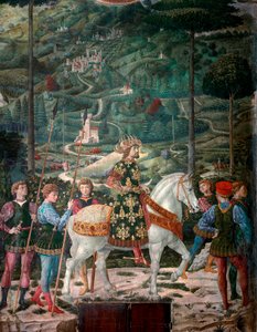 Den bysantinske keiseren "The Journey of the Magi". Cortege of the Magi of Jerusalem i Betlehem kalles på italiensk "Viaggio dei Magi" eller "Cavalcata dei Magi" detalj som representerer den bysantinske keiseren John VIII Palaeologue (1392-1448). Detalj. F av Benozzo di Lese di Sandro Gozzoli