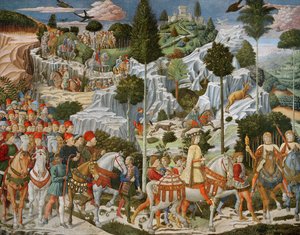 The Journey of the Magi til Betlehem, den høyre veggen til kapellet, ca. 1460