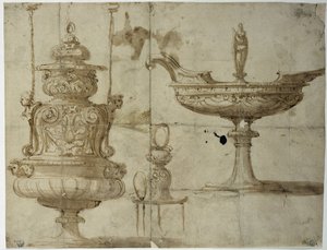 Studie for sølvtøy (Tegning av Benvenuto Cellini