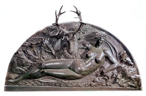 Nymfen til Fontainebleau Bas bronserelieff av Benvenuto Cellini (1500-1571) fra slottet Anet. 1542 Dim. 409x205 cm Paris, Musée du Louvre