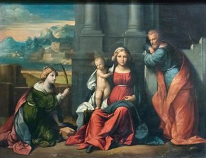 Holy Family (olje på lerret) av Benvenuto Tisi da Garofalo