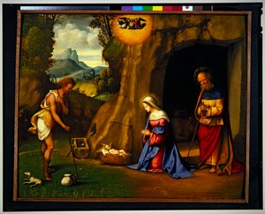 Gjeternes tilbedelse (panel) av Benvenuto Tisi da Garofalo