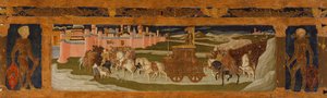 Predella panel: Triumph of David (maleri på tre)