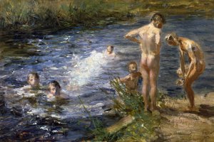 Gutter ved elven, 1899.