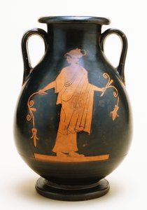 En attisk rødfigur pelike som viser en kvinneskikkelse, 5. århundre f.Kr av Berlin Painter